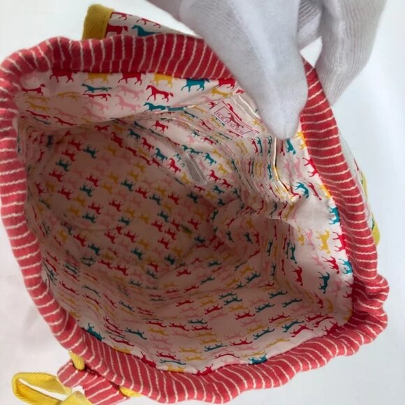 HERMES Sheval Horse Stripe Caval backpack kids bag Backpack Canvas Red/yellow - Picture 5 of 13